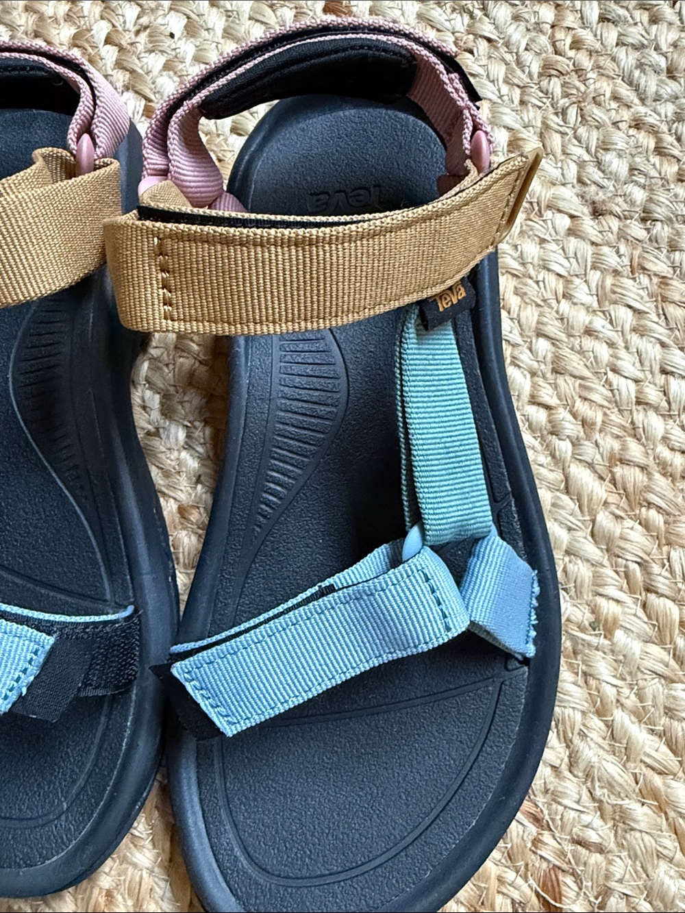 TEVA Multi-Color Sport Sandals - Black Sole, Blue, Green, Tan and Pink Straps - Picture 2 of 4